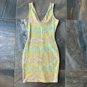 WILD FABLE Groovy Wave Print Bodycon Dress Size Small